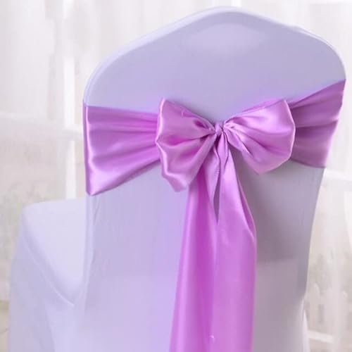 EISTEE Chaise de Mariage, élasticité Noeud Papillon Ceinture, 10pc Rose Or Satin Chaise Noeud Ceintures Mariage Ruban Papillon Cravates for fête événement hôtel Banquet décoration (Color : Lilac)
