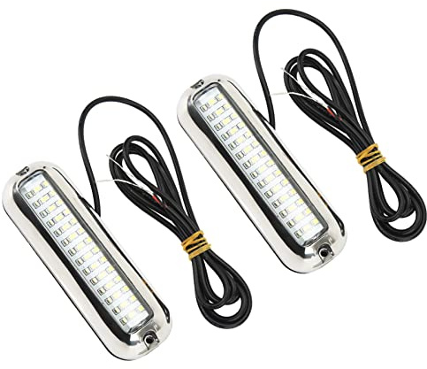 aqxreight Wasserdichte 42-LED-Unterwasser-Bootsleuchte, Marine-LED-Leuchten, 10–30 V DC, Ablassstopfenleuchte für Yachtboote (Weißes Licht)