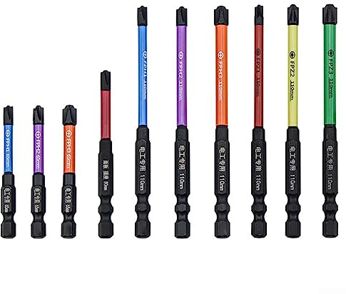 Juego de puntas de destornillador, puntas de destornillador de cruz ranuradas especiales magnéticas, juego de 10 puntas para electricista FPH FPZ 65-110 mm