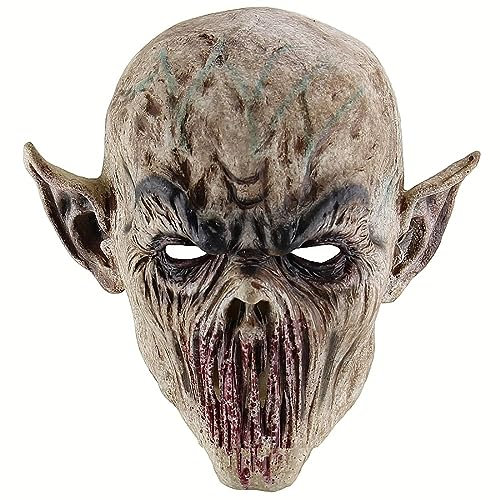 Suuwwn Vampir Maske - Latex Scharfsohrelfe Vampir Kopf, Horror Ghostface Maske, Gruselig für Halloween Karneval Kostüm Party, Horror Requisiten