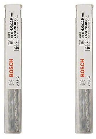 Bosch Professional 5x HSS-G Metallbohrer (für Metall, Ø 4 mm, Robust Line, Zubehör Bohrmaschine) (Packung mit 2)