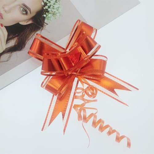 Whakano 50 Stück Geschenk Schleife Ziehschleife,Pull Bow Zugband Polyband Dekoschleife Geschenkschleife,zum Hochzeitdeko,Weihnachtsdeko,Party,Geburtstag,Basteln Dekorieren,Roségold
