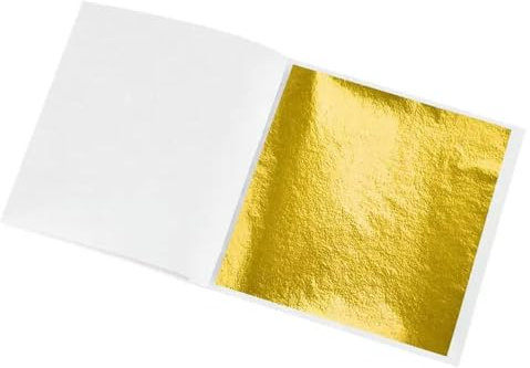 QIUMING 100 Blatt Nachahmung Gold Silber Folie Papier Blatt Vergoldung DIY Epoxidharz Kunst Handwerk Papier Geburtstag Hochzeit Kuchen Dessert Dekoration