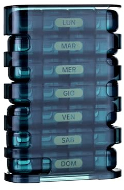 EDOSO Settimanale 7 giorni | Portapillole 4 scomparti mattina, mezzogiorno, sera, notte | Scatola di pillole senza BPA | Design della torre | Scomparti ampi e facili da aprire | Portatile e compatto
