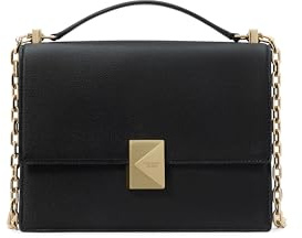 kate spade new york Women's Deco Leather Flap Chain Crossbody Shoulder Bag, Black, One Size