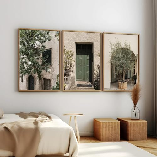 JJoias 3-Teiliges Abstraktes Poster Wandkunstdruck Grüner Olivenbaum Leinwandgemälde Bilder Kunstwerke für Moderne Küche Schlafzimmer Wohnzimmer Dekoration-60 * 90Cm*3 Stück (Ungerahmter Druck)