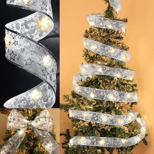 Mecctuck Nastro di Natale, 550 cm, catena luminosa con 50 LED, per albero di Natale, per interni ed esterni