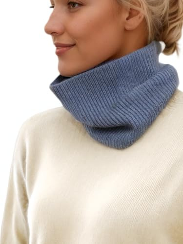 Prettystern ribbstickad män kvinnor kashmir loop halsduk kashmir unisex krage insats rund halsduk vinter tubhalsduk, blå, one size