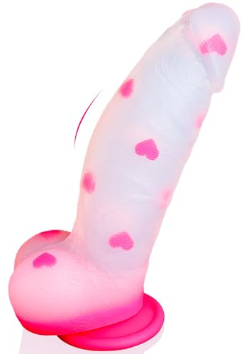 8 Big Thick Girthy Monster Fantasy Dildo - Pink Clear Liquid Silicone Dildos, Strap on Dildo with Suction Cup, Wide Large Riding Dildos for G Spot Anal, Adult Sex Toys & Games for Women Men Couples