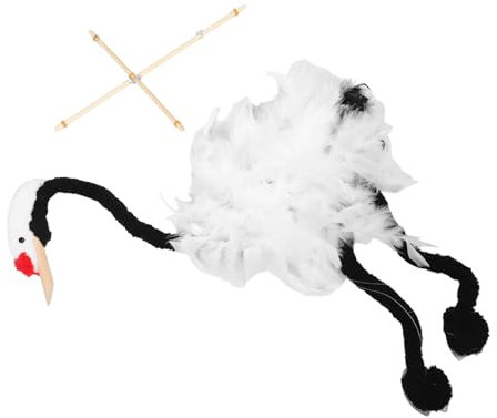 VICASKY Handgefertigte Reiher Marionette Holzpuppe Mit Feder Robuste Handstring-Technik Kreative Tiermarionette Für Interaktives Spielen Und Lehrreiche Puppenspiele