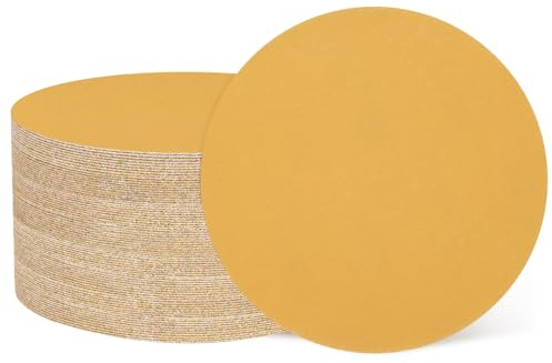 sourcing map 50 Pcs 5 Inch Sanding Discs 400 Grit Yellow Aluminum Oxide | Hook and Loop Sandpaper No-Hole Orbital Sander Sandpaper for Woodworking Automotive Metal Polishing