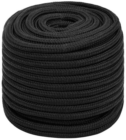 Fune per barche, colore nero, 16 mm, 50 m, in polipropilene, ad alta resistenza, per barche e yacht, resistente alle intemperie e durevole, ideale per ancoraggi e fusibile