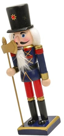 Kelisdi Figura multifuncional de cascanueces de madera de 25 cm, accesorio de escritorio para romper nueces, festividades, decoración del hogar, adorno pintado a mano
