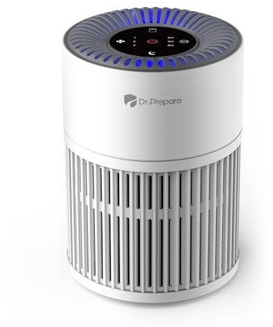 Dr.Prepare Air Purifiers for Bedroom,Quiet Air Purifier with 15 dB Sleep Mode & Night Light,H13 HEPA Washable Filter, 360°Air Inlet, 3 Timer 12W Design, Air Cleaner for Pet Dander,smoke