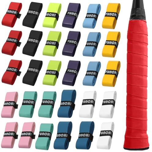 Zorfeter Anti-Slip Tennis Racket Grip Tape, 30 PCS, 10 Colors | Precut PU Grip Tape, Sweat Absorbing Overgrip, Comfortable Handle, For Tennis/Badminton/Pickleball/Squash