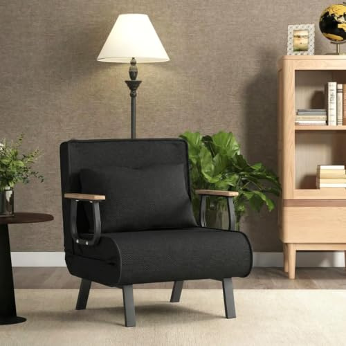 Fabulcozy - Sofá cama convertible de 1 plaza, cama ajustable, funda extraíble cojín suave, patas de metal para sala de estar y oficina
