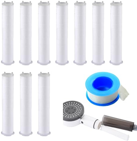 EUYKQNOI 10 pezzi Filtro doccia,Filtro anticalcare doccia,Filtro doccia anticalcare,Doccia Filtro in Cotone PP, 9.7x2.3 cm Sostituibile Cotone Filtro per l'acqua PP Cartuccia Sedimenti