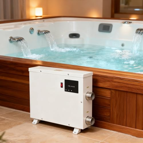 Poolvärmare | Elektriska Poolvärmare Med Pekskärm, Intelligent Temperaturkontroll + Korrosionsbeständigt Rostfritt Stål, Lämpliga För Simbassänger, Varma Källor Och Bubbelpooler. 5.5kw