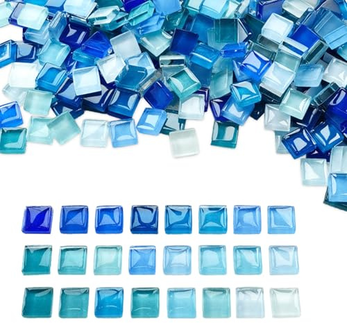 1kg Mosaiksteine zum Basteln Glasmosaiksteine 1x1cm Mosaik Steine (Blau) | Kristall Mosaikfliesen Mini Mosaik Fliesen für DIY Kunstprojekte Mosaikdekorationen Heimdekoration, ca. 1200 Stück