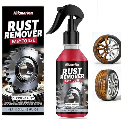 Rust Remover Spray for Metal Restoration, Heavy Duty Metal Cleaner for Car Parts and Garden Tools, Multipurpose Iron Stain Remover, Corrosion Inhibitor for Truck Bumpers, Chains and Rims (1pcs)