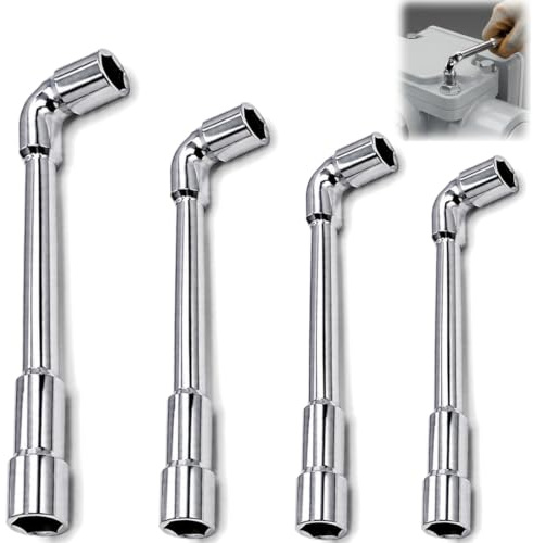4pcs Cle a Pipe 6 Pans 7mm 8mm 10mm 13mm, Douille Hexagonales Coudées en L | Métriques Clé Douilles Hexagonales à 6 Pans, Clef a Pipe CRV Acier au Chrome Vanadium pour Réparation Canalisations Voitures