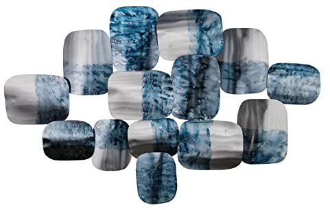 KunstLoft Wanddeko Metall | 100% HANDGEFERTIGT | 118x78x6cm | Wandbild Metall 'Adamant' | Abstrakte Skulpturen | Silber Blau | Wandskulptur | Metalldeko Wand Wohnzimmer