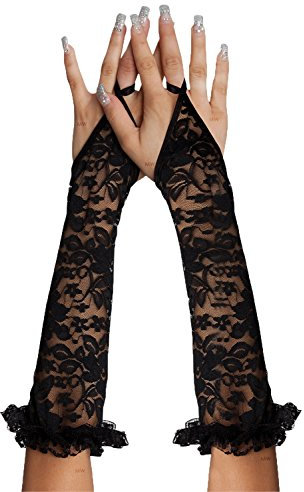Softline Armstulpen Handschuhe lang aus Spitze schwarz transparent Stulpen OneSize