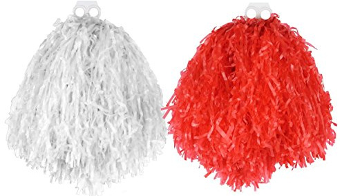 ILOVEFANCYDRESS ENGLISH FLAG POM POMS - SPORTS EVENTS SUPPORTERS ACCESSORIES - WORLD CUP ST GEORGE'S DAY ACCESSORIES, ENGLAND FLAG POM POMS ENGLAND CHEERLEADER
