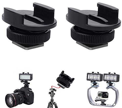 Suptig Mount Light Adapter Cold Shoe Mount Adapter Compatible for SLR Kamera Gopro Camera Suptig Light und andere Action Kameras (2 Pack) schwarz