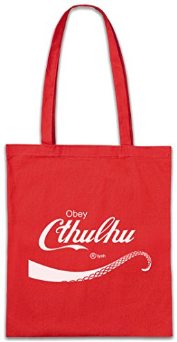 Urban Backwoods Cthulhu Cola Hipster Bag tygväska shoppingväska, röd, Einheitsgröße