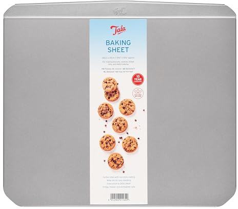 Tala Plaque de cuisson Plateau de cuisson antiadhésif Répartition uniforme de la chaleur pour cookies, biscuits et pain d'épices Accessoires de pâtisserie 40cm x 35cm, Gris