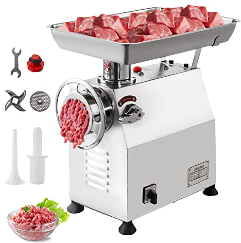 Happybuy Hachoir à Viande Electrique 350kg/H, Hachoir Inox Electrique Commercial Idéal pour Restaurants, Supermarchés, Fast food, Boucheries