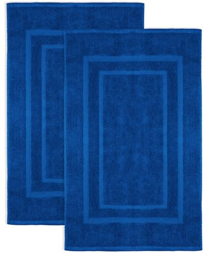 NatureMark 2-pack badrumsmatta | premiumkvalitet | 100% bomull | 50 x 80 cm | Duschmatta duschmatta dubbelpack | färg: kungsblå