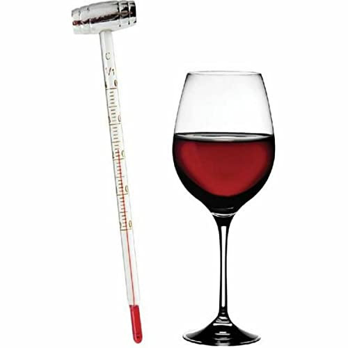 Maelsa Thermomètre à vin analogique Facile d'utilisation en Verre Transparent 13 cm Œnologie Parfait pour Le Service