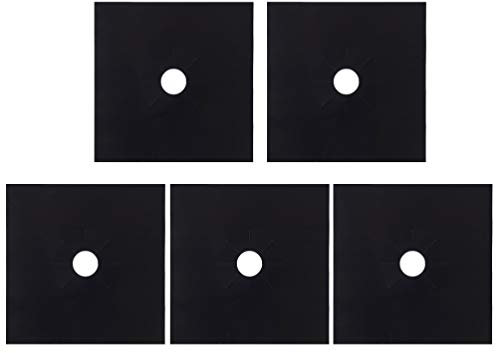 BESPORTBLE 5pcs Reusable Gas Burner Covers Non-Stick Stovetop Liners for Cooking Fits Gas Hobs Dishwasher Safe Black