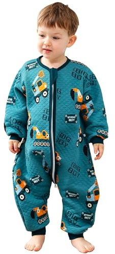 ZIGJOY Toddler Sleeping Bag 1.5 TOG Baby Sleep Bag with Feet Cotton Sleep Sack All Year Round for 2-3 Years Baby Girl Boy Essentials Excavator