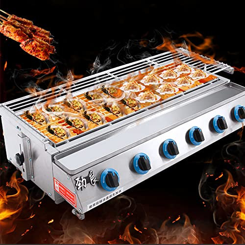 MNSRRN Parrilla sin Humo de Gases de Gas, Parrilla sin Humo de Acero Inoxidable, Ahorro de energía de Campo de 6 Controles, ostras a la Parrilla, vieiras a la Parrilla, Peces a la Parrilla
