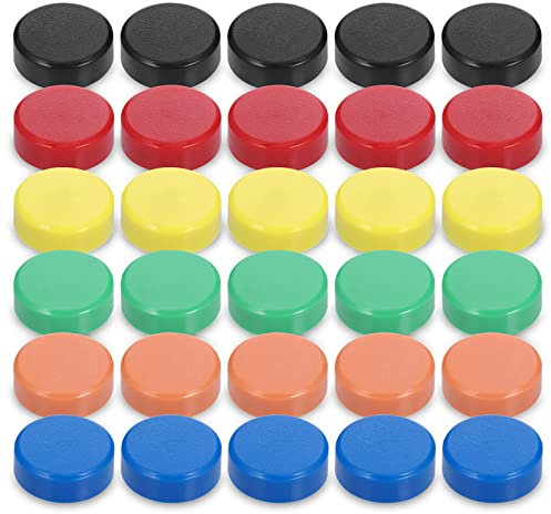 30Pcs Whiteboard Magnets, 20mm Dia Fridge Magnets, Colorful Round Magnet for Whiteboard, Strong Mini Magnet, Magnet for Fridge White Board Office Notice Board Refrigerator (6 Color)
