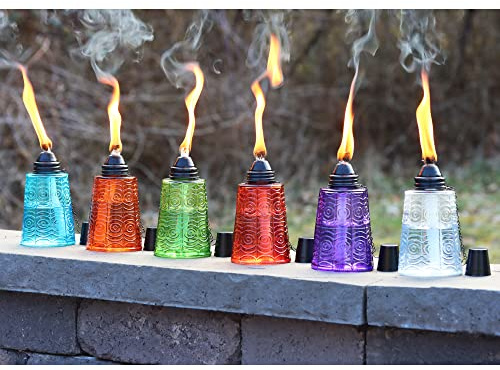 Seraphic Citronella Tischfackeln für den Außenbereich, Terrasse, 473 ml, dekorative Glasfackel, Citronella-Kerzen für Außendeck, Garten, Partys, 3 Stück, sortiert