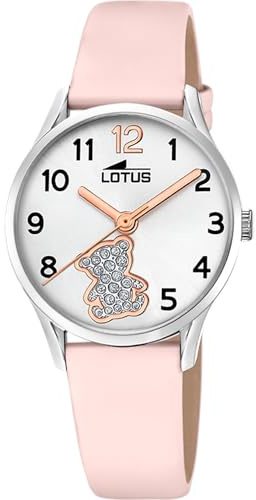 LOTUS Orologio Bambina Analogico Pelle Rosa - Movimento al Quarzo - Orologio Bambina - Vetro Alta Resistenza - Impermeabile 5 ATM - Classico - Junior Collection Con Bracciale Regalo 18406/F