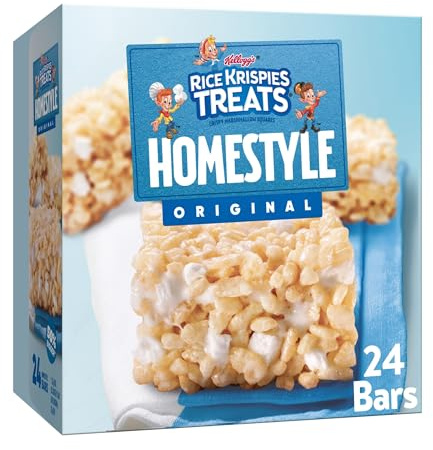 Rice Krispies Treats Homestyle Marshmallow Snack Bars, Kids Snacks, Lunch Snacks, Original, 27.9oz Box (24 Bars)