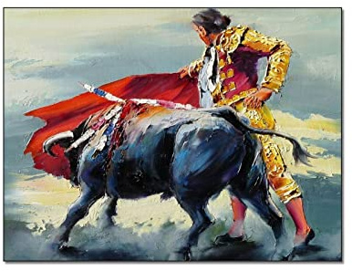 QITEX Mural Pared Decoracion Hogar 50x70cm Carteles Arte Matador Español Toro Tradicional Arte de pared Lienzo Impresiones Cuadros para sala de estar Decoración del dormitorio