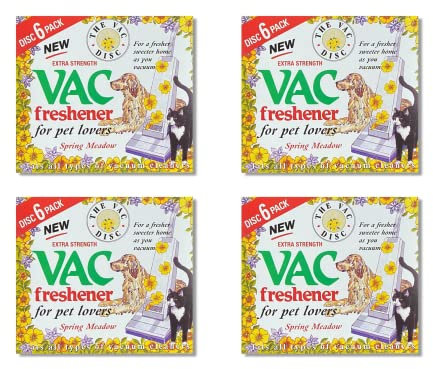 Her Flavour 4x Vac Extra Strength Fresh Fragrance Hoover Disc, Air Fresheners for Pet Lovers, Fits All Vacuum Cleaners, Pet Friendly Air Freshener, Air Fresheners for Home, Spring Meadow (24 Discs)