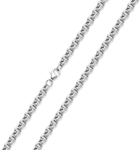 MATERIA 925 Silberkette Damen Herren breit - 50cm Zwillings Ankerkette Halskette 4mm rhodiniert in Etui K71-50 cm