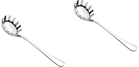 BESTonZON 2 Pièces Cuillère Louche à Spaghetti Fourchettes à Pâtes Pour Servir Cuillère à Écumoire à Pâtes En Métal Avec Dents Serveurs Nourriture à Séparer