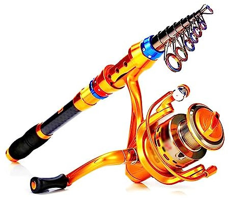 GRFIT Angelrute Profi Teleskop-Angelrute und 13+1 Kugellager, Spinn-Angelrollen-Kombination, Salzwasser-Süßwasser-Karpfen-Angelgerät Angeln Rute (Size : 2.7M and 3000 Reel)
