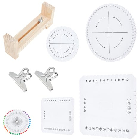 FINGERINSPIRE Kit per creare braccialetti in legno con 4 dischi intrecciati e spilli da cucito in schiuma per braccialetti e vassoio per lavori a maglia per fai da te