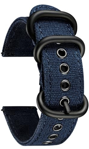 BINLUN Canvas Uhrenarmband 18mm 20mm 22mm 24mm Stoff Uhrenarmbänder Schnellverschluss Smartwatch Armband Ersatzarmbänder Segeltuch Uhrband Sailcloth Sport Strap Textil Uhrenarmbänder für Herren Damen