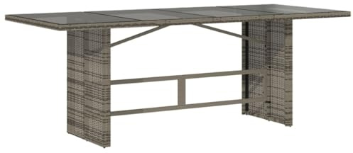 vidaXL Gartentisch mit Glasplatte Grau 190x80x74 cm Poly Rattan