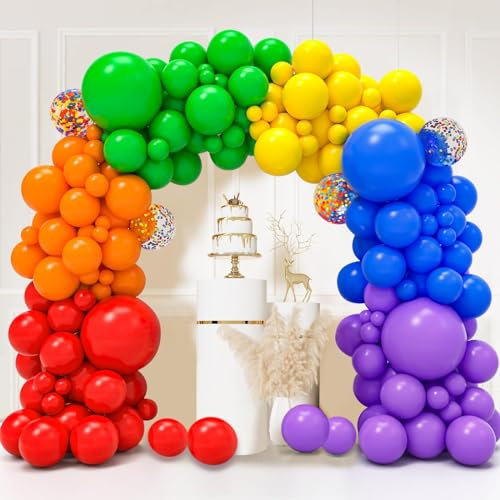 Luftballons Bunt, 130 Stück Ballon Girlande Regenbogen, 18 12 10 5 Zoll Helium Luftballon Girlande Bunte, Matt Bunt Luftballons Geburtstag Kinder Hochzeit Karneval Zirkus Party Deko